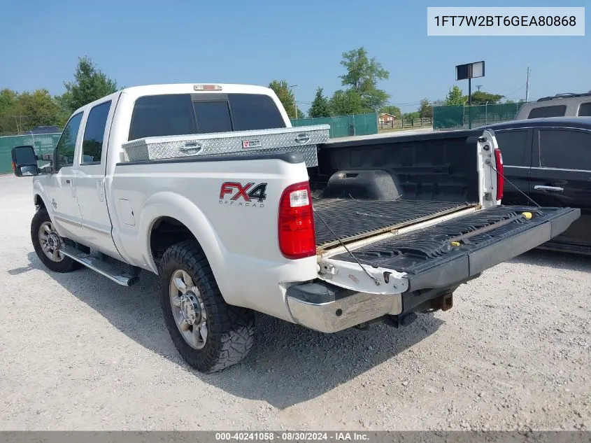 2016 Ford F-250 Lariat VIN: 1FT7W2BT6GEA80868 Lot: 40241058