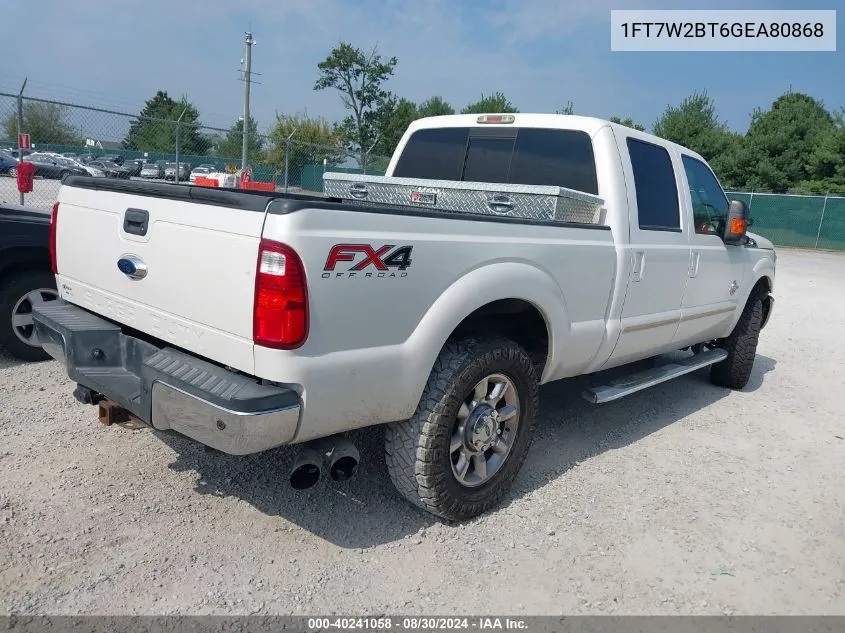 2016 Ford F-250 Lariat VIN: 1FT7W2BT6GEA80868 Lot: 40241058