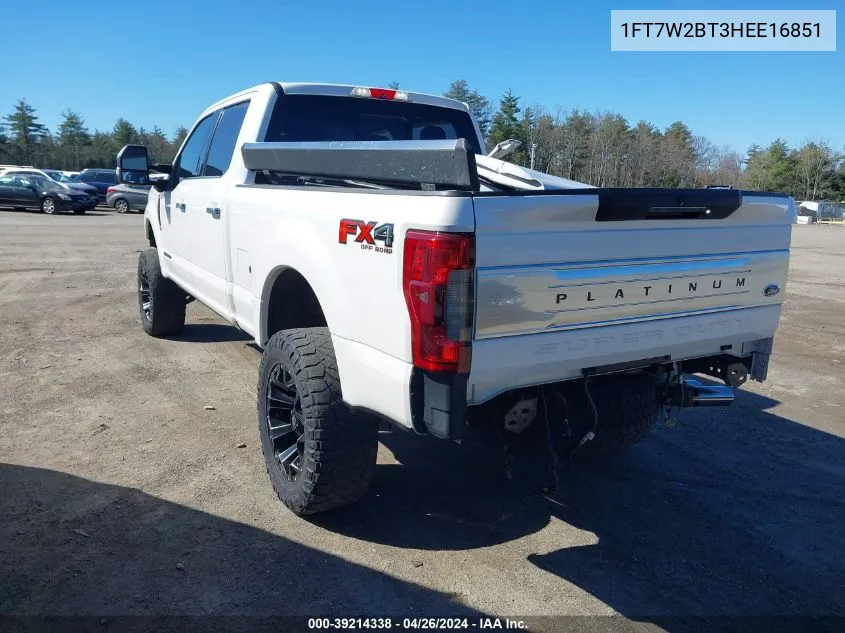 2017 Ford F-250 Platinum VIN: 1FT7W2BT3HEE16851 Lot: 39214338