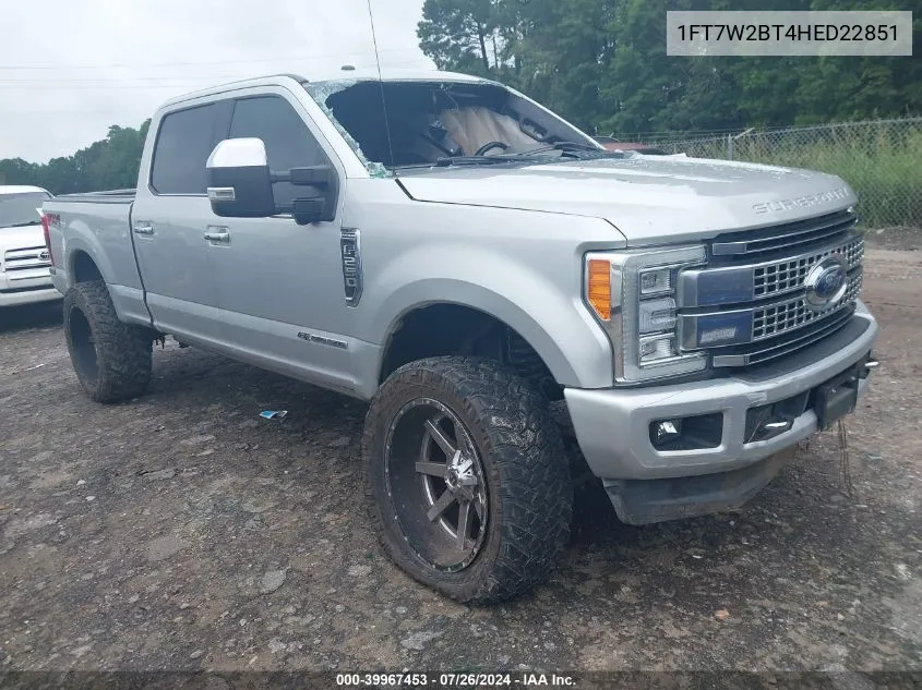 2017 Ford F-250 Platinum VIN: 1FT7W2BT4HED22851 Lot: 39967453