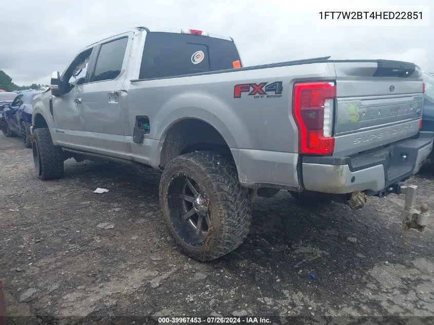 1FT7W2BT4HED22851 2017 Ford F-250 Platinum