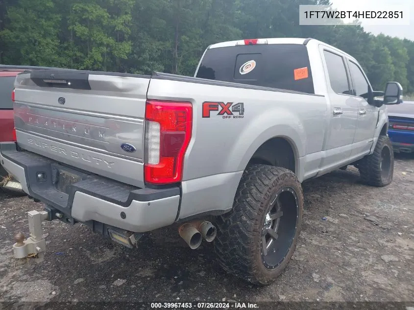 1FT7W2BT4HED22851 2017 Ford F-250 Platinum