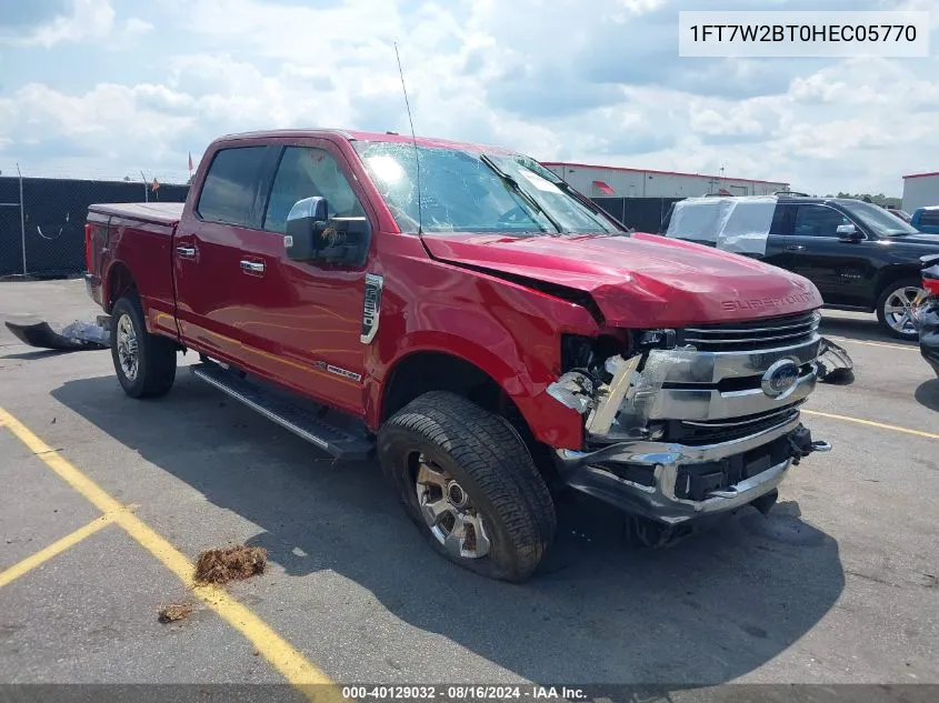 2017 Ford F-250 Lariat VIN: 1FT7W2BT0HEC05770 Lot: 40129032