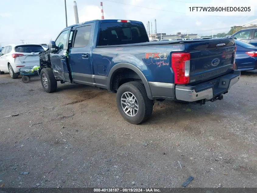 2017 Ford F-250 Lariat VIN: 1FT7W2B60HED06205 Lot: 40138187