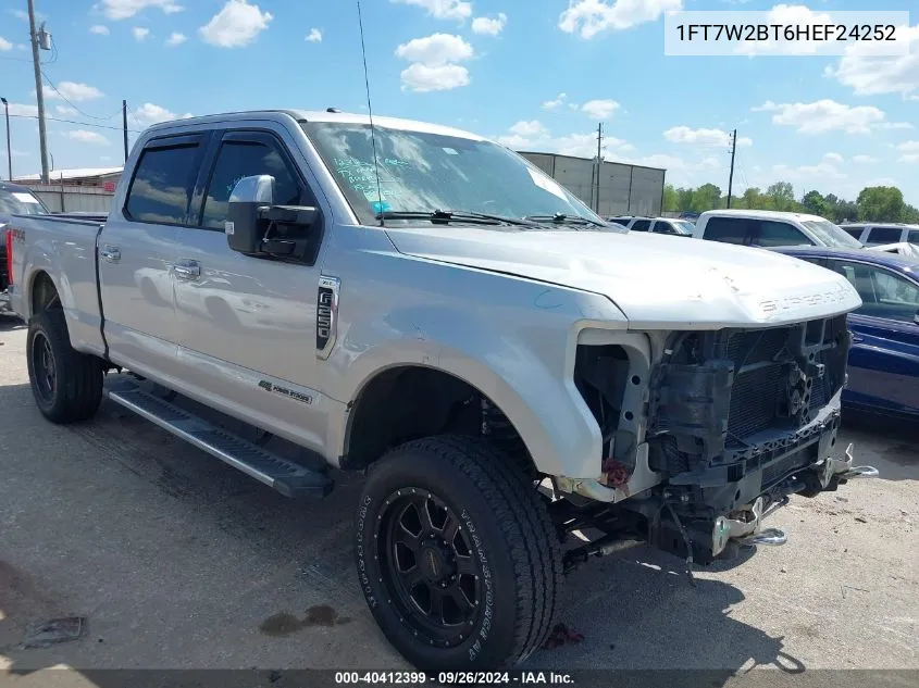 2017 Ford F250 Super Duty VIN: 1FT7W2BT6HEF24252 Lot: 40412399