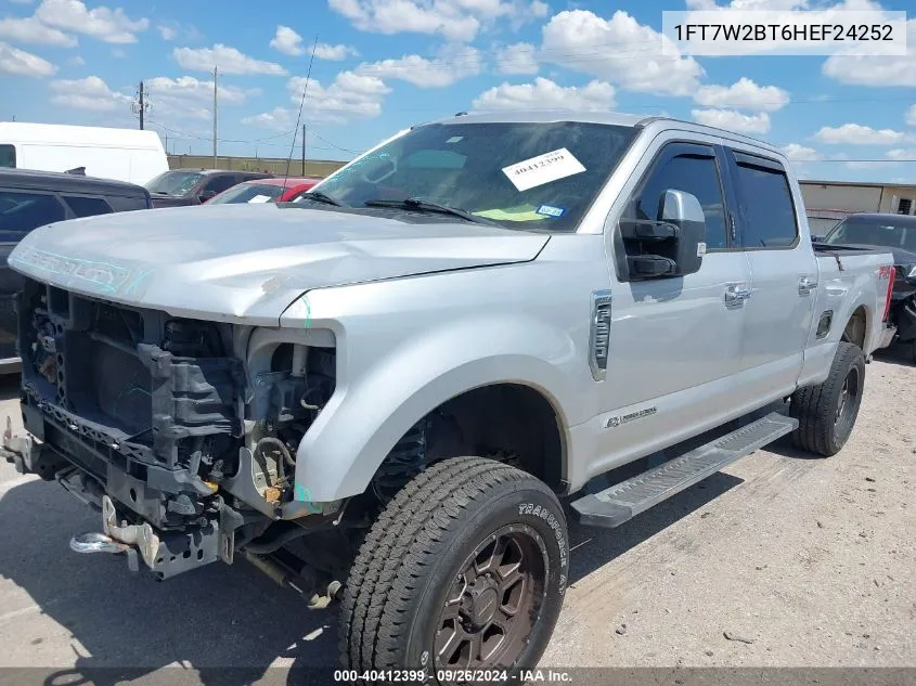 2017 Ford F250 Super Duty VIN: 1FT7W2BT6HEF24252 Lot: 40412399