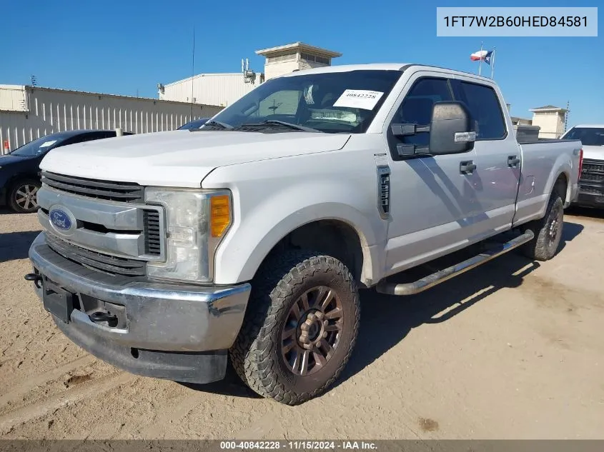 2017 Ford Super Duty F-250 Srw Xlt VIN: 1FT7W2B60HED84581 Lot: 40842228