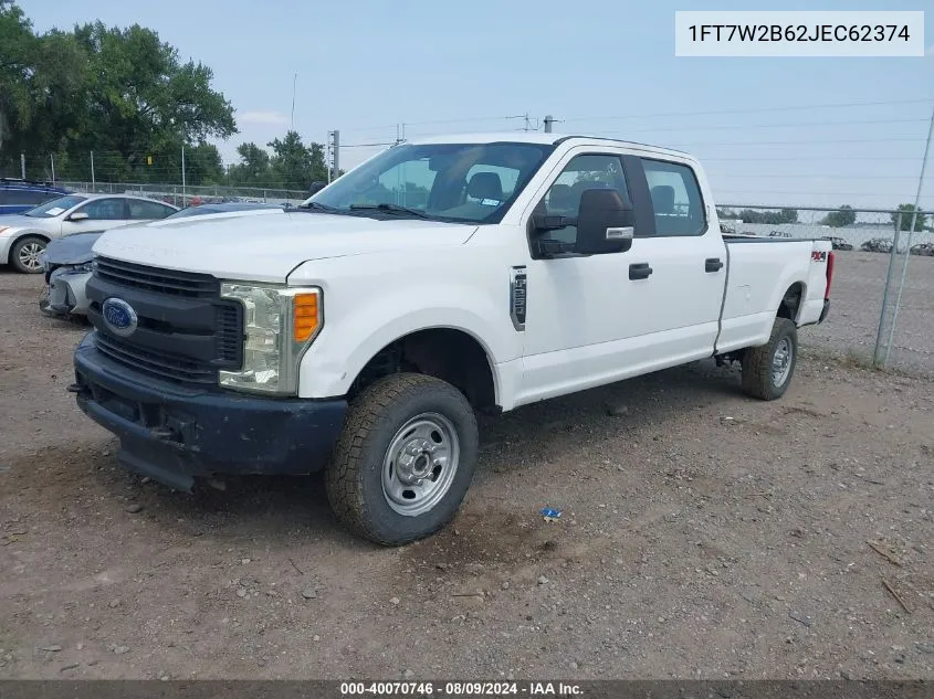 2018 Ford F250 Super Duty VIN: 1FT7W2B62JEC62374 Lot: 40070746