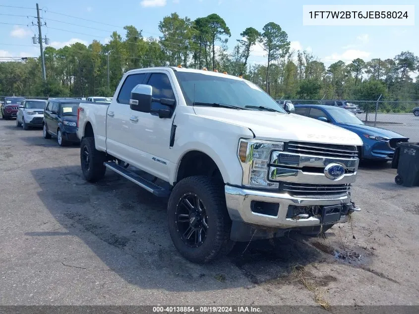 1FT7W2BT6JEB58024 2018 Ford F-250 Lariat