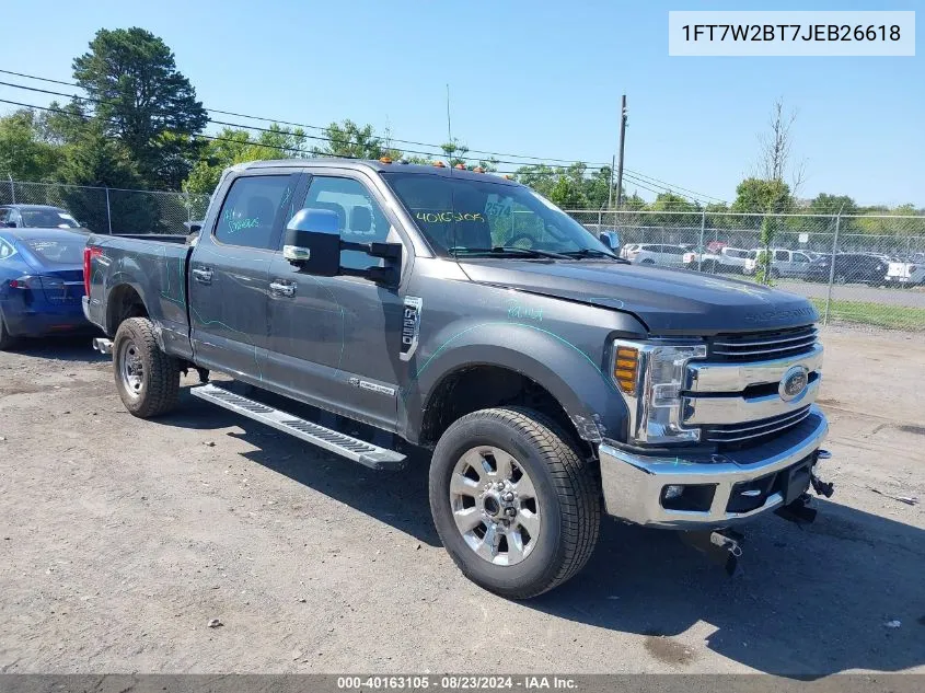 2018 Ford F-250 Lariat VIN: 1FT7W2BT7JEB26618 Lot: 40163105