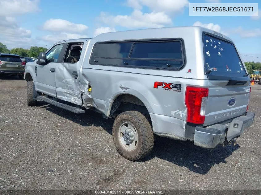 2018 Ford F-250 Xl VIN: 1FT7W2B68JEC51671 Lot: 40182911