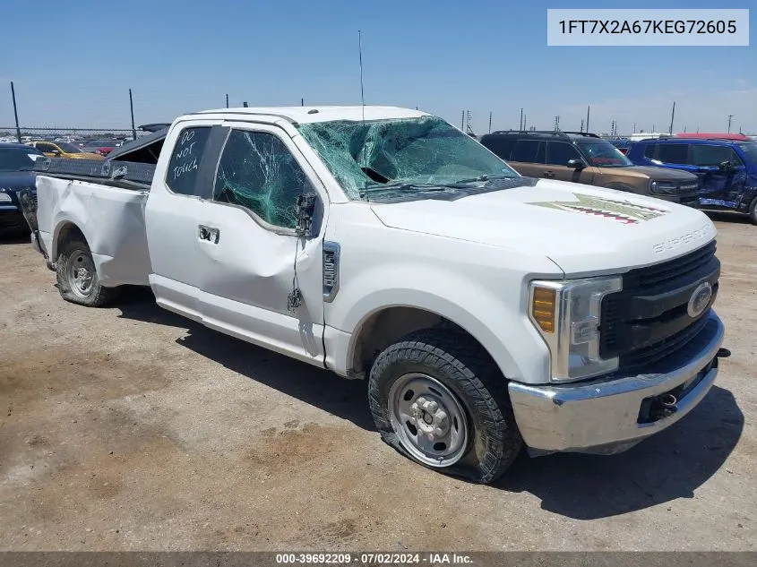 2019 Ford F-250 Xl VIN: 1FT7X2A67KEG72605 Lot: 39692209