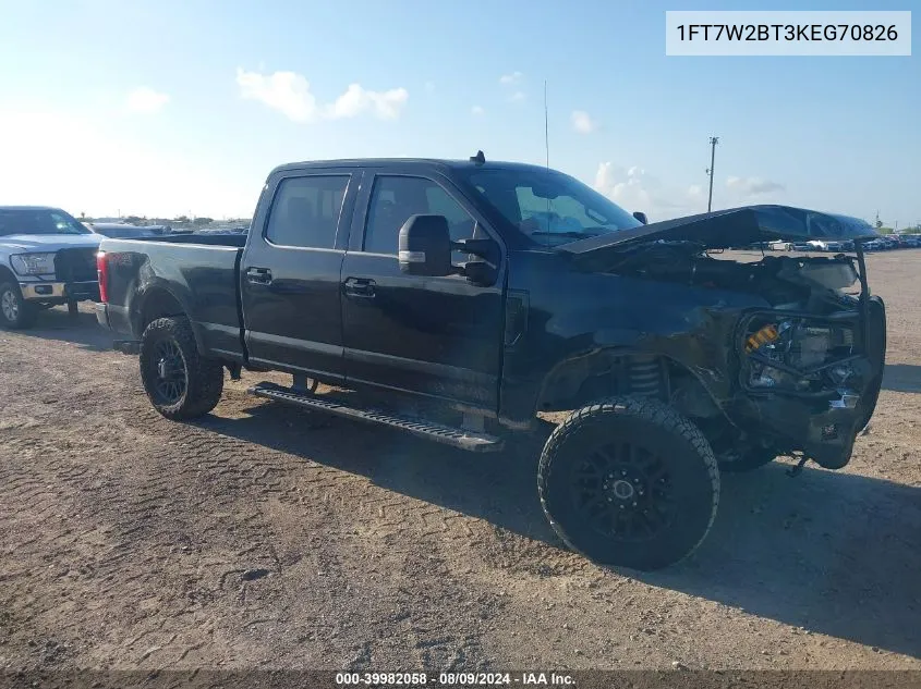 2019 Ford F-250 Lariat VIN: 1FT7W2BT3KEG70826 Lot: 39982058