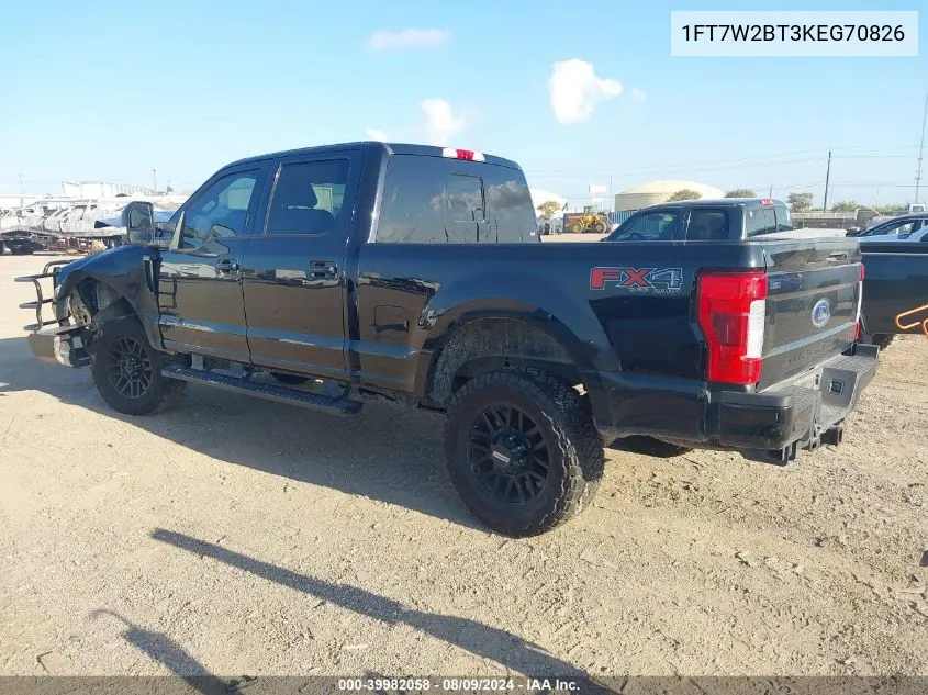 2019 Ford F-250 Lariat VIN: 1FT7W2BT3KEG70826 Lot: 39982058