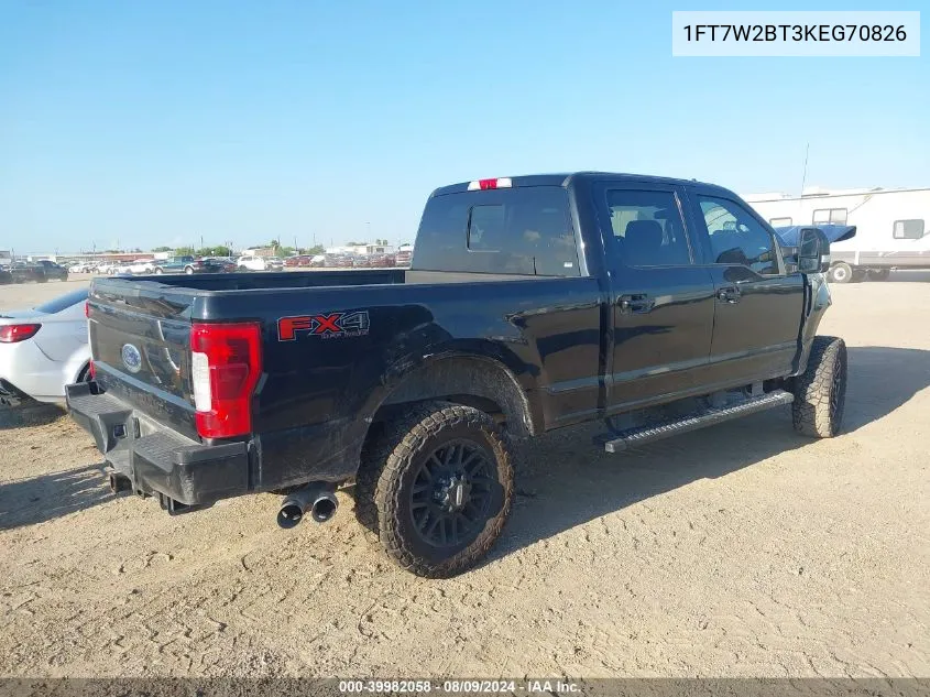 2019 Ford F-250 Lariat VIN: 1FT7W2BT3KEG70826 Lot: 39982058