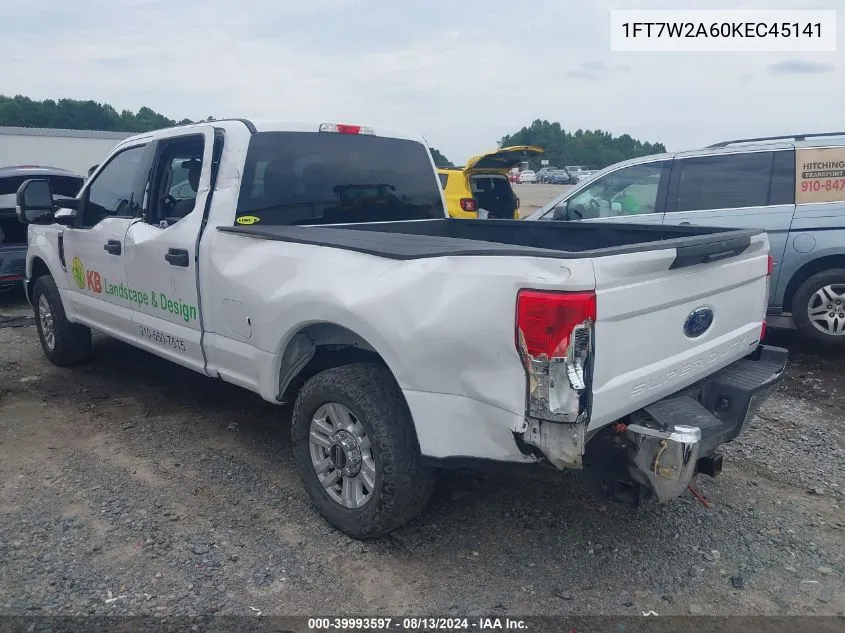 2019 Ford F-250 Xlt VIN: 1FT7W2A60KEC45141 Lot: 39993597