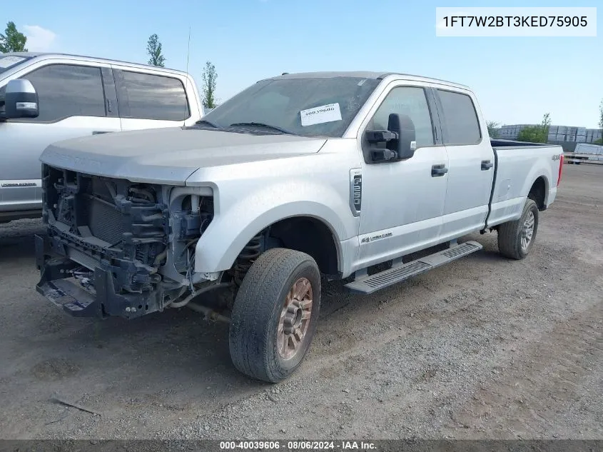 2019 Ford F-250 Xlt VIN: 1FT7W2BT3KED75905 Lot: 40039606