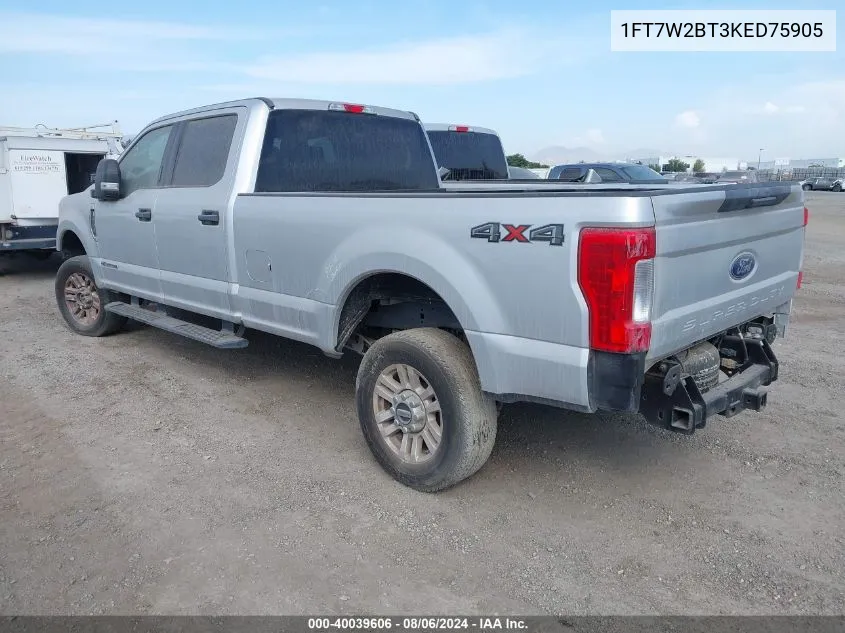 2019 Ford F-250 Xlt VIN: 1FT7W2BT3KED75905 Lot: 40039606