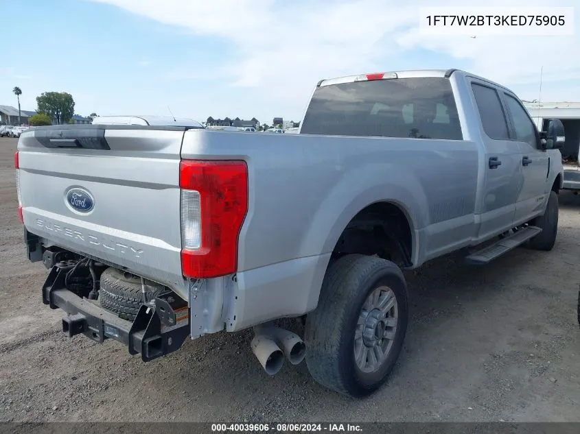 2019 Ford F-250 Xlt VIN: 1FT7W2BT3KED75905 Lot: 40039606