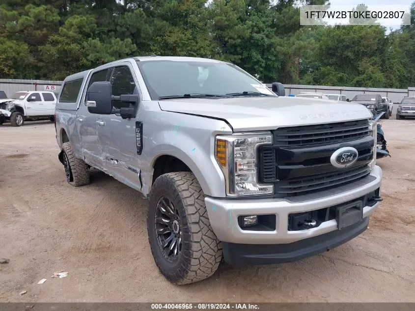 2019 Ford F-250 Xlt VIN: 1FT7W2BT0KEG02807 Lot: 40046965