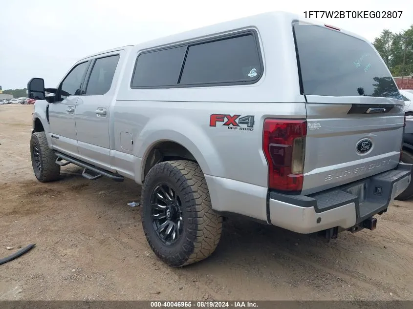 2019 Ford F-250 Xlt VIN: 1FT7W2BT0KEG02807 Lot: 40046965