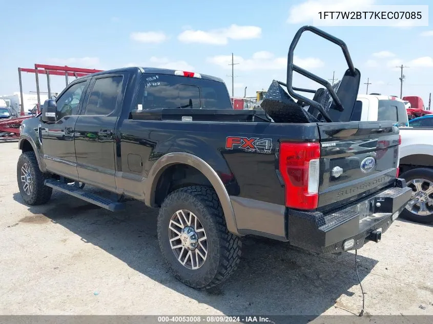 2019 Ford F-250 King Ranch VIN: 1FT7W2BT7KEC07085 Lot: 40053008