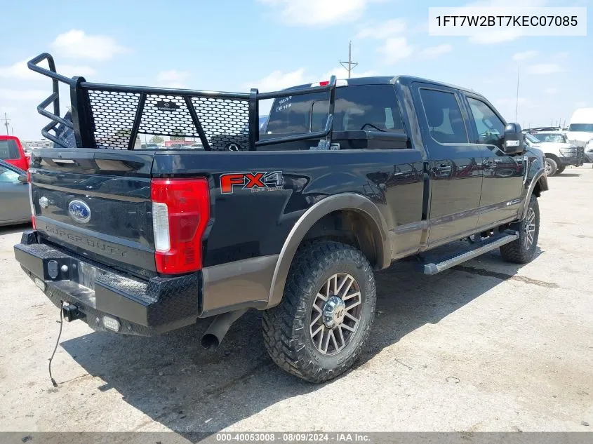 2019 Ford F-250 King Ranch VIN: 1FT7W2BT7KEC07085 Lot: 40053008