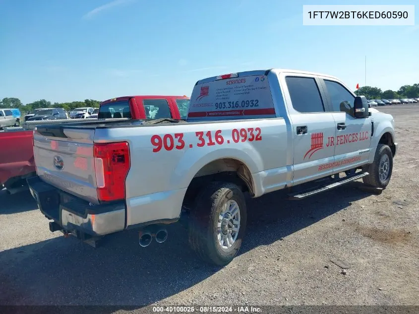 2019 Ford F-250 Xl VIN: 1FT7W2BT6KED60590 Lot: 40100025