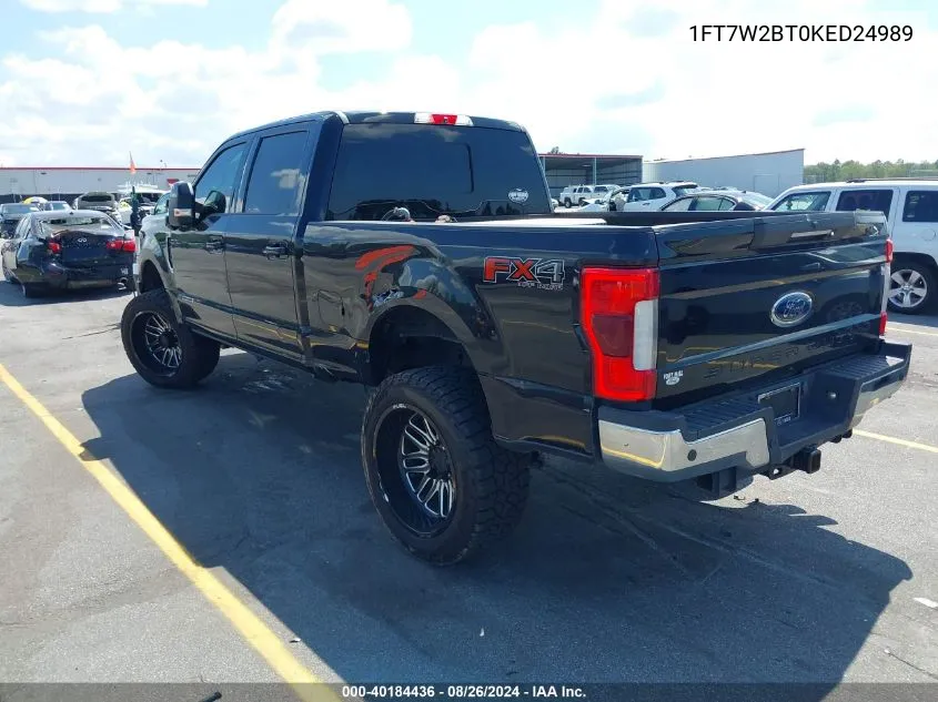 2019 Ford F-250 Lariat VIN: 1FT7W2BT0KED24989 Lot: 40184436