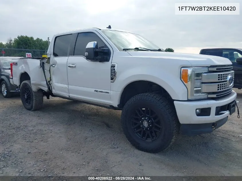 2019 Ford F-250 Platinum VIN: 1FT7W2BT2KEE10420 Lot: 40208522