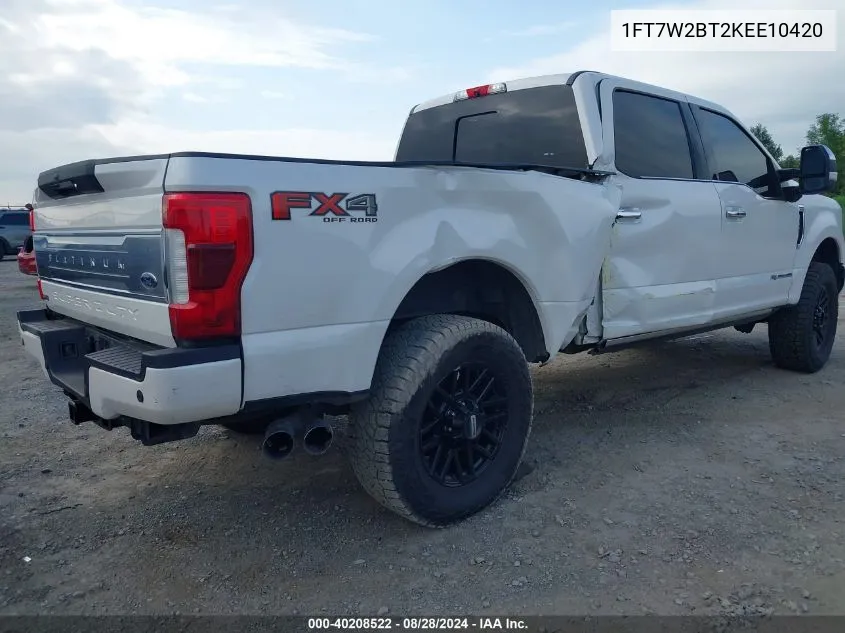 1FT7W2BT2KEE10420 2019 Ford F-250 Platinum