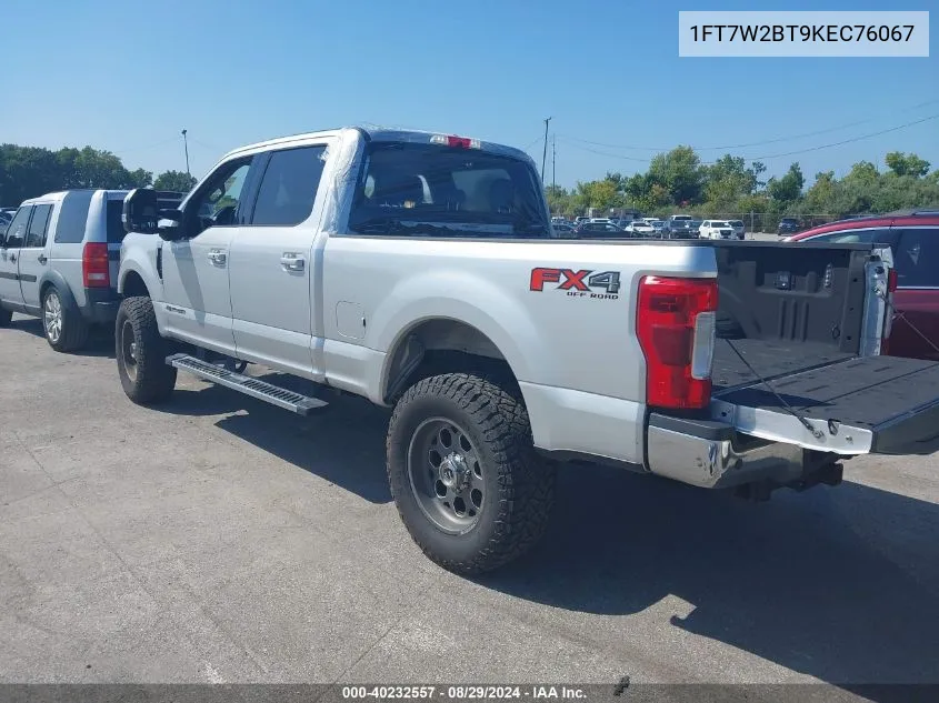 2019 Ford F-250 Lariat VIN: 1FT7W2BT9KEC76067 Lot: 40232557