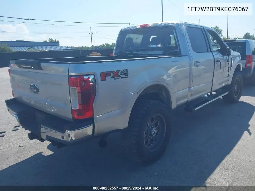 2019 Ford F-250 Lariat VIN: 1FT7W2BT9KEC76067 Lot: 40232557