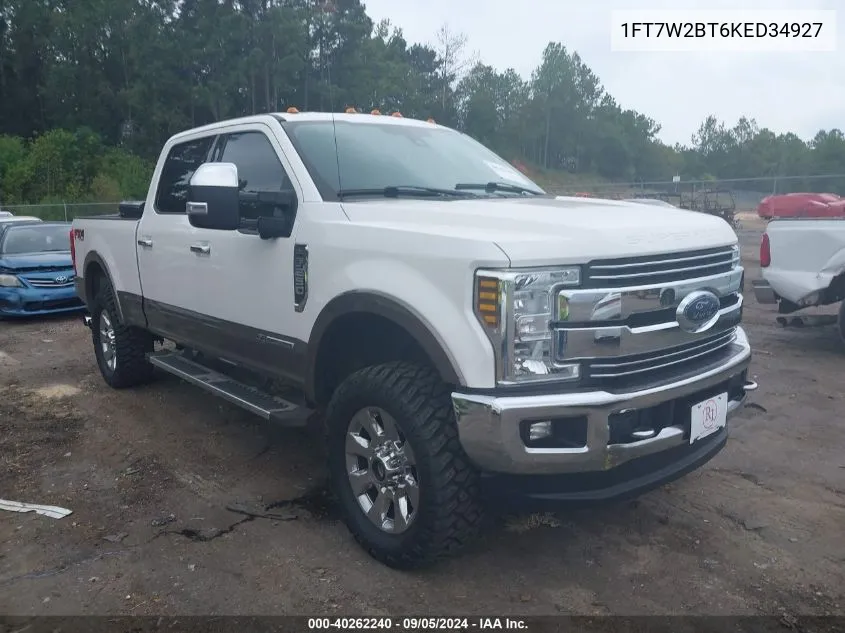 2019 Ford F-250 Lariat VIN: 1FT7W2BT6KED34927 Lot: 40262240