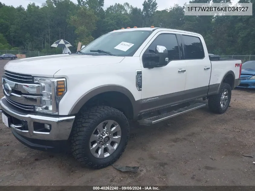 2019 Ford F-250 Lariat VIN: 1FT7W2BT6KED34927 Lot: 40262240