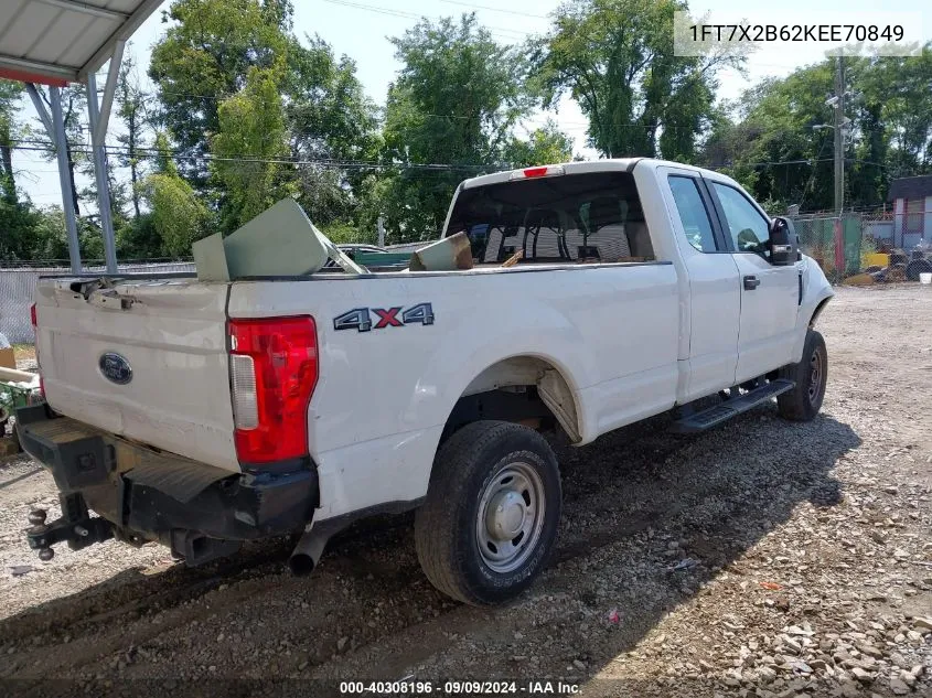 2019 Ford F-250 Xl VIN: 1FT7X2B62KEE70849 Lot: 40308196