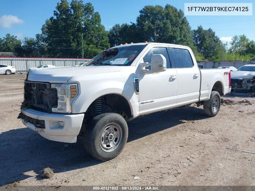 2019 Ford F250 Super Duty VIN: 1FT7W2BT9KEC74125 Lot: 40321932