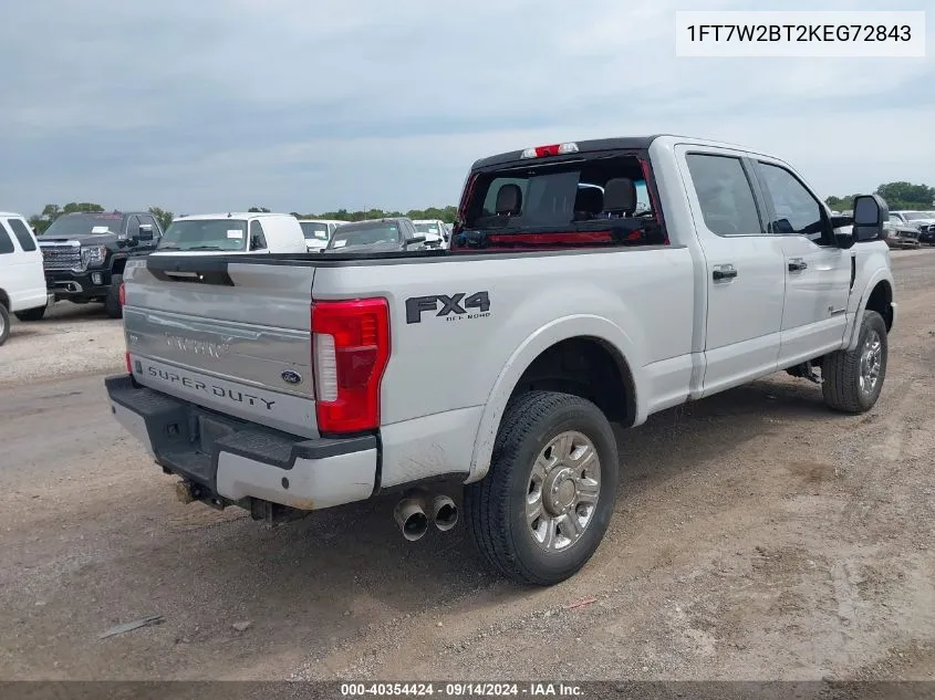 2019 Ford F250 Super Duty VIN: 1FT7W2BT2KEG72843 Lot: 40354424