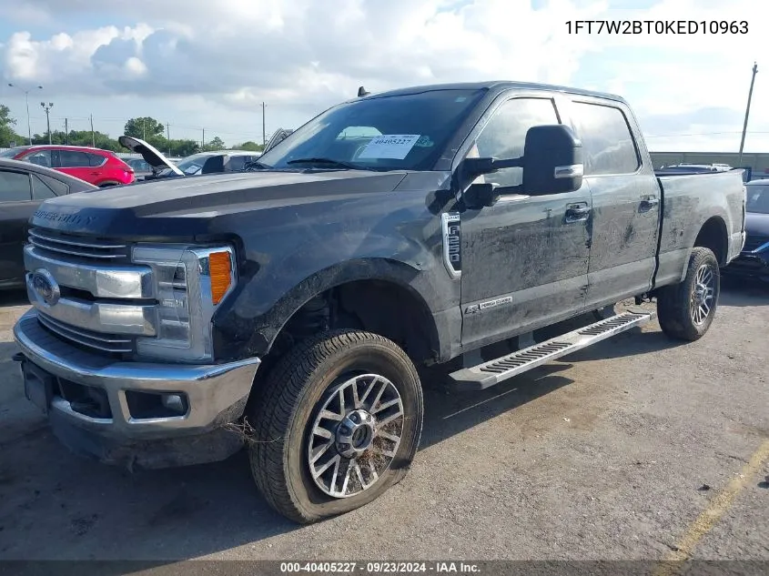 2019 Ford F250 Super Duty VIN: 1FT7W2BT0KED10963 Lot: 40405227