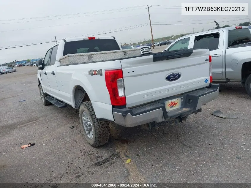 2019 Ford F250 Super Duty VIN: 1FT7W2B63KEC70212 Lot: 40412868