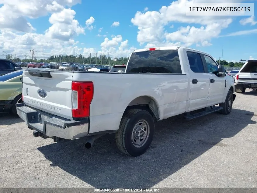 2019 Ford F-250 Xl VIN: 1FT7W2A67KED50419 Lot: 40486538