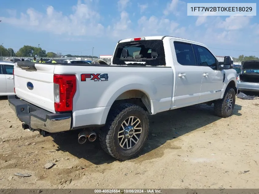 2019 Ford F-250 Lariat VIN: 1FT7W2BT0KEE18029 Lot: 40525584