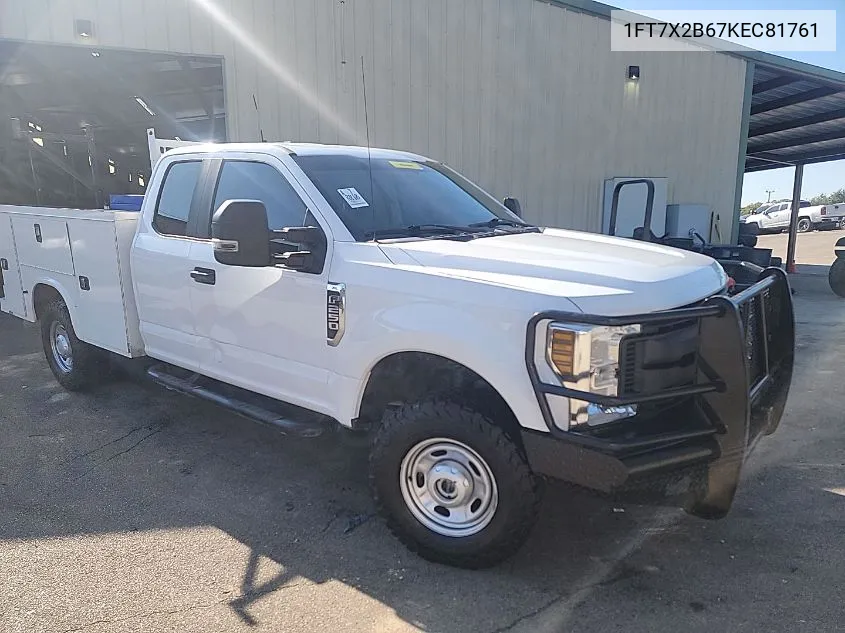 2019 Ford F250 Super Duty VIN: 1FT7X2B67KEC81761 Lot: 40527807