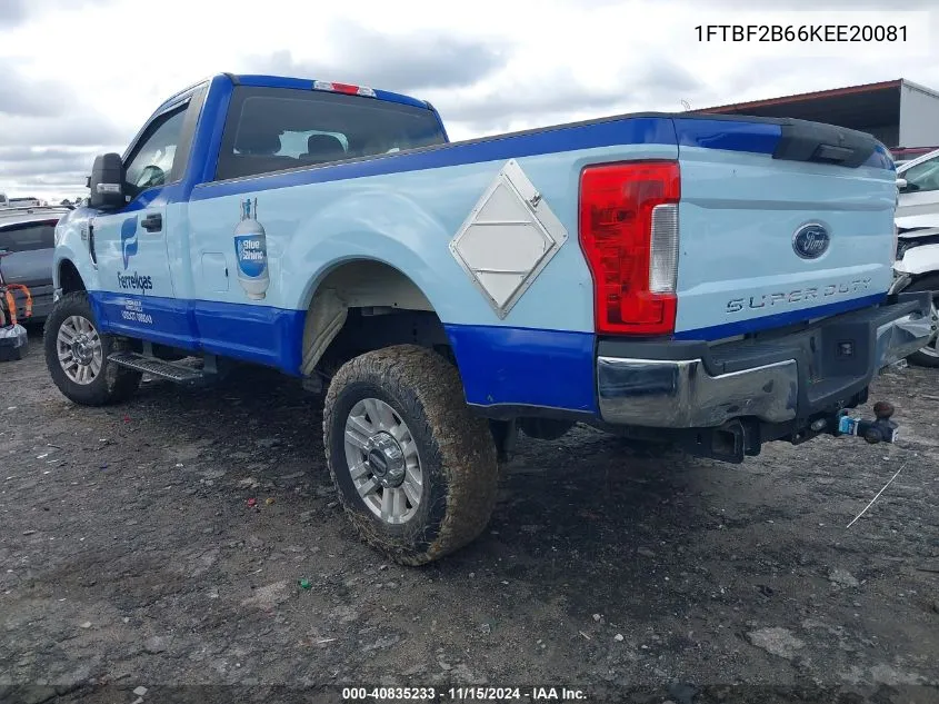 2019 Ford F-250 Xl VIN: 1FTBF2B66KEE20081 Lot: 40835233