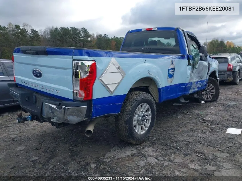 2019 Ford F-250 Xl VIN: 1FTBF2B66KEE20081 Lot: 40835233