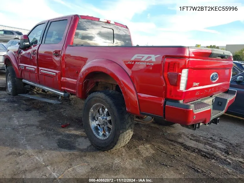 2019 Ford F-250 Lariat VIN: 1FT7W2BT2KEC55996 Lot: 40852072