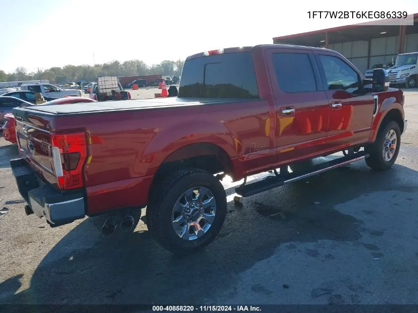 2019 Ford F-250 Lariat VIN: 1FT7W2BT6KEG86339 Lot: 40858220