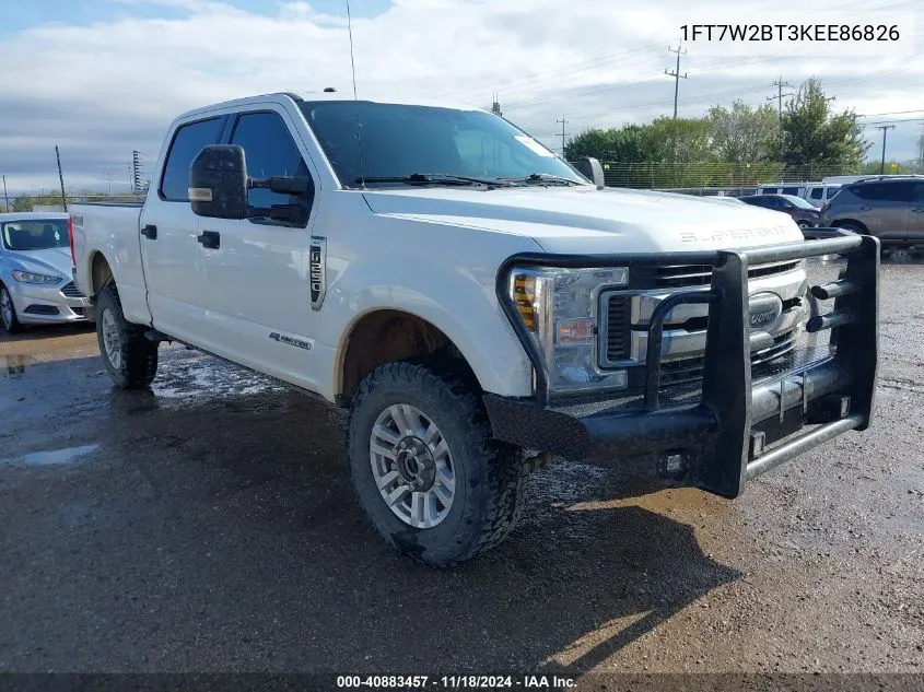 2019 Ford F250 Super Duty VIN: 1FT7W2BT3KEE86826 Lot: 40883457