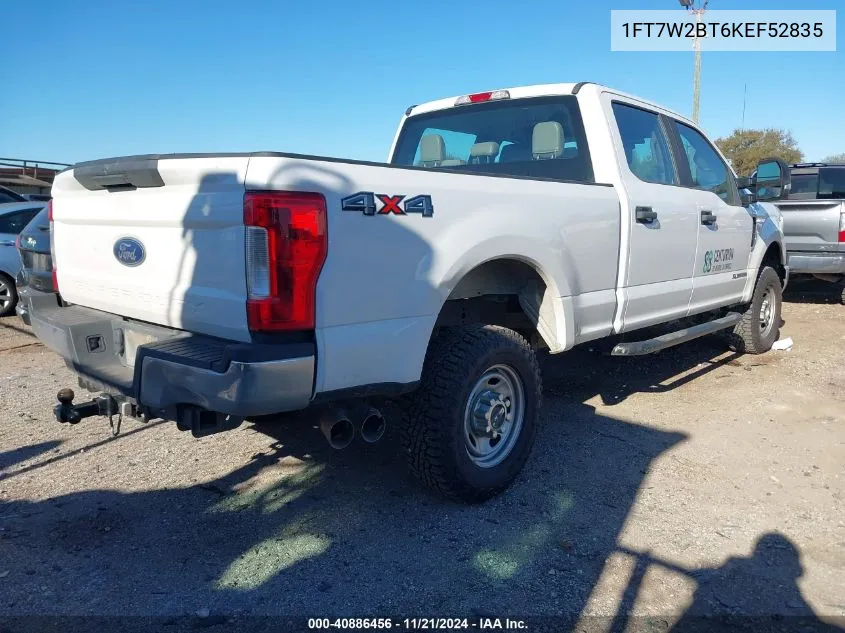 2019 Ford F250 Xl VIN: 1FT7W2BT6KEF52835 Lot: 40886456