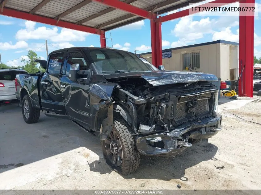 2021 Ford F-250 Platinum VIN: 1FT7W2BT6MED86772 Lot: 39975077